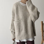 Sweater Oversized Chunky Cable Knit Front Pocket