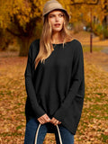 Sweater Oversized Ribbed Knit Cotton Blend