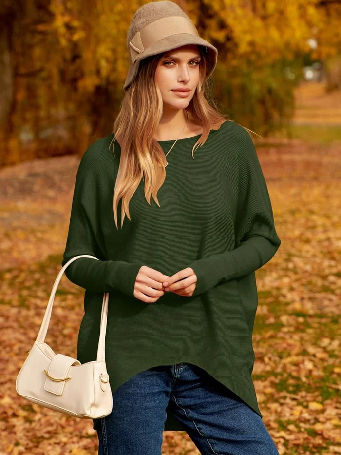 Sweater Oversized Ribbed Knit Cotton Blend