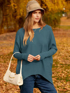 Sweater Oversized Ribbed Knit Cotton Blend