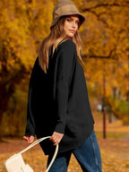 Sweater Oversized Ribbed Knit Cotton Blend