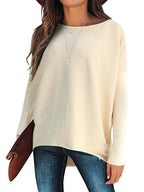 Sweater Oversized Ribbed Knit Cotton Blend