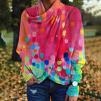 Sweater Printed Knit Unique Neckline