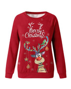 Sweater Reindeer Print Raglan & Crew Neck