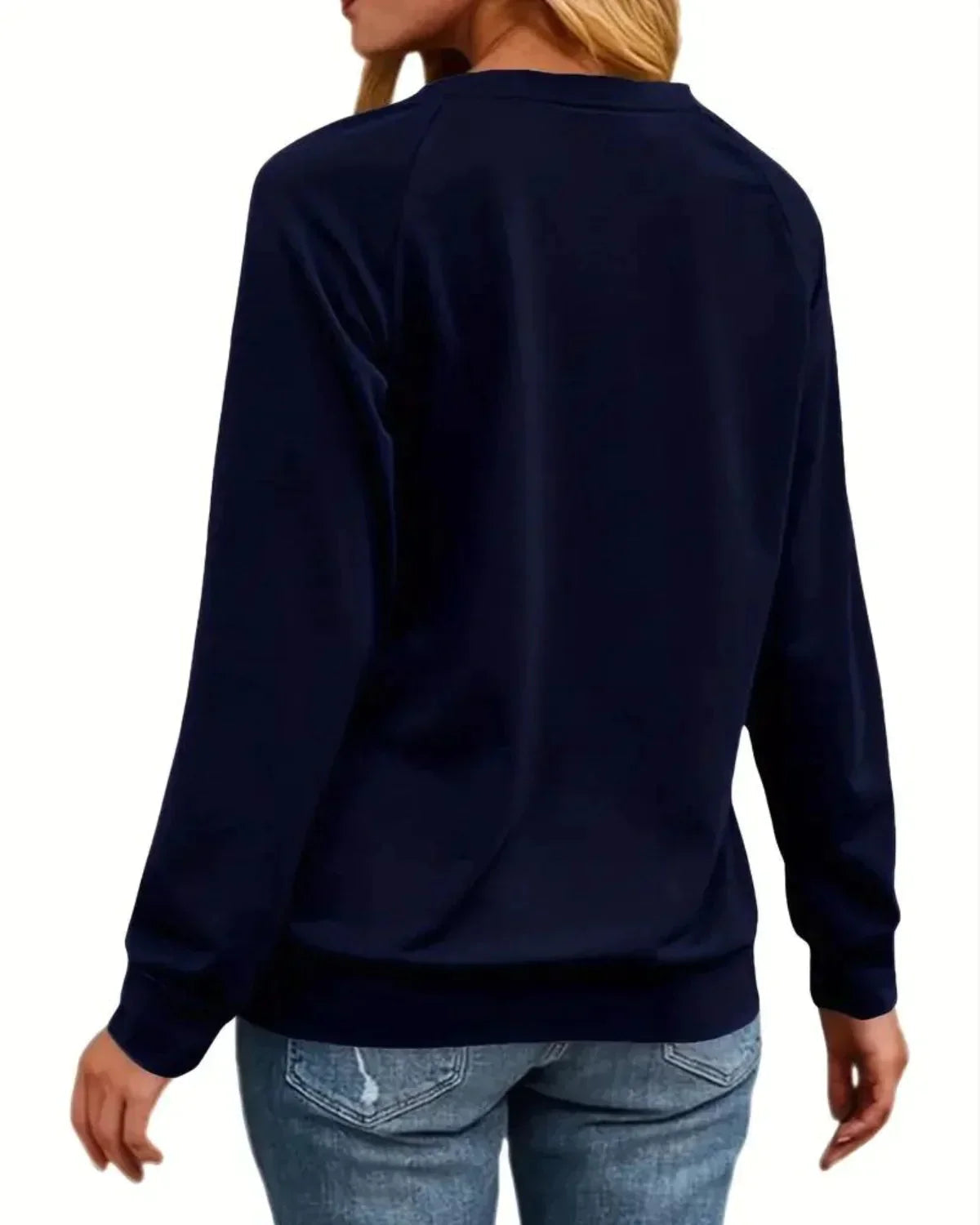 Sweater Reindeer Print Raglan & Crew Neck