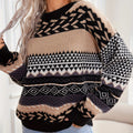 Sweater Retro Contrast Design Thick Knit