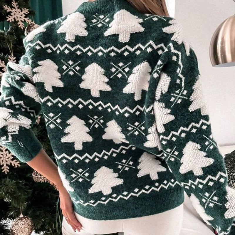 Sweater Soft Knit Christmas Tree Pattern