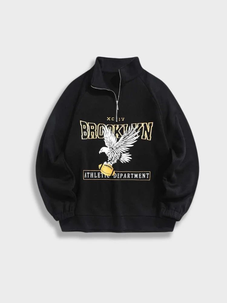 Sweater Unisex Loose Fit Zip Collar
