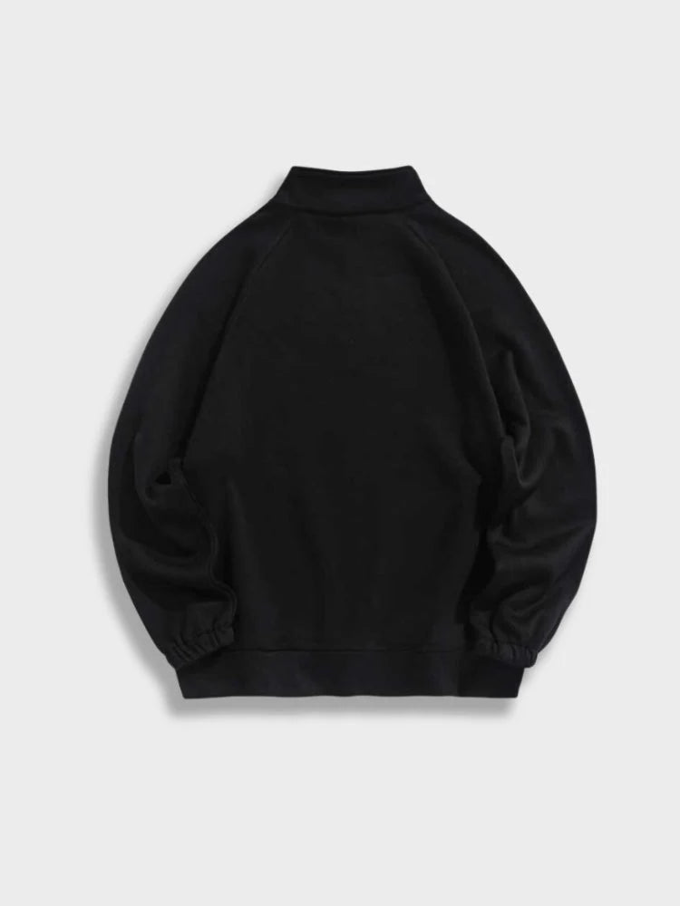 Sweater Unisex Loose Fit Zip Collar