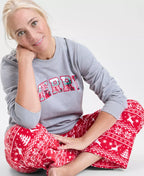 Sweatshirt Cotton-Blend Stretch Plaid Merry Applique