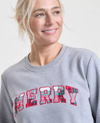 Sweatshirt Cotton-Blend Stretch Plaid Merry Applique