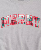 Sweatshirt Cotton-Blend Stretch Plaid Merry Applique