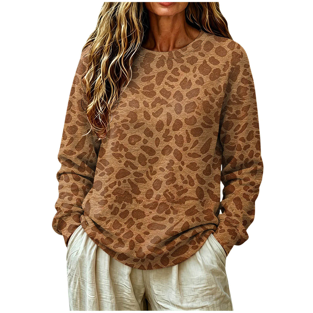 Sweatshirt Oversized Leopard Print Pullover