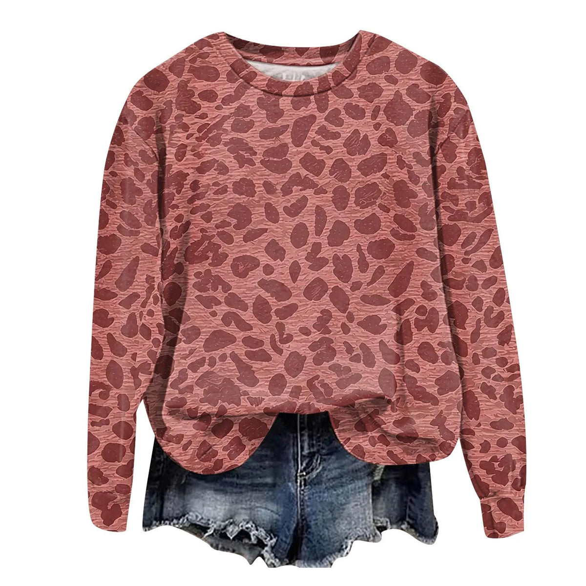 Sweatshirt Oversized Leopard Print Pullover