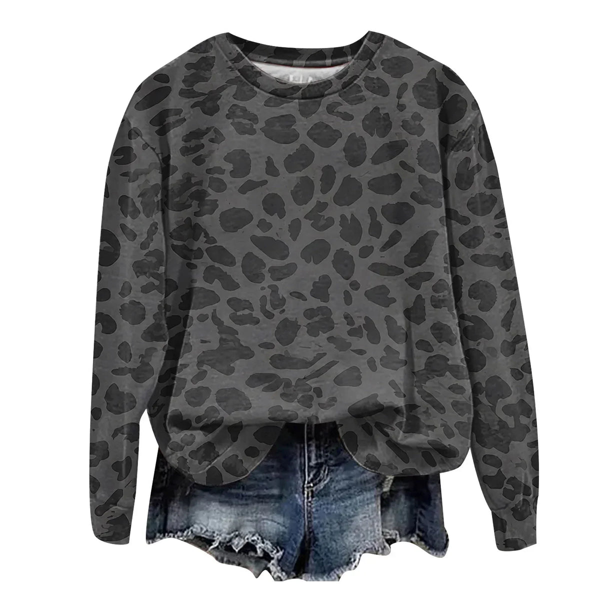 Sweatshirt Oversized Leopard Print Pullover