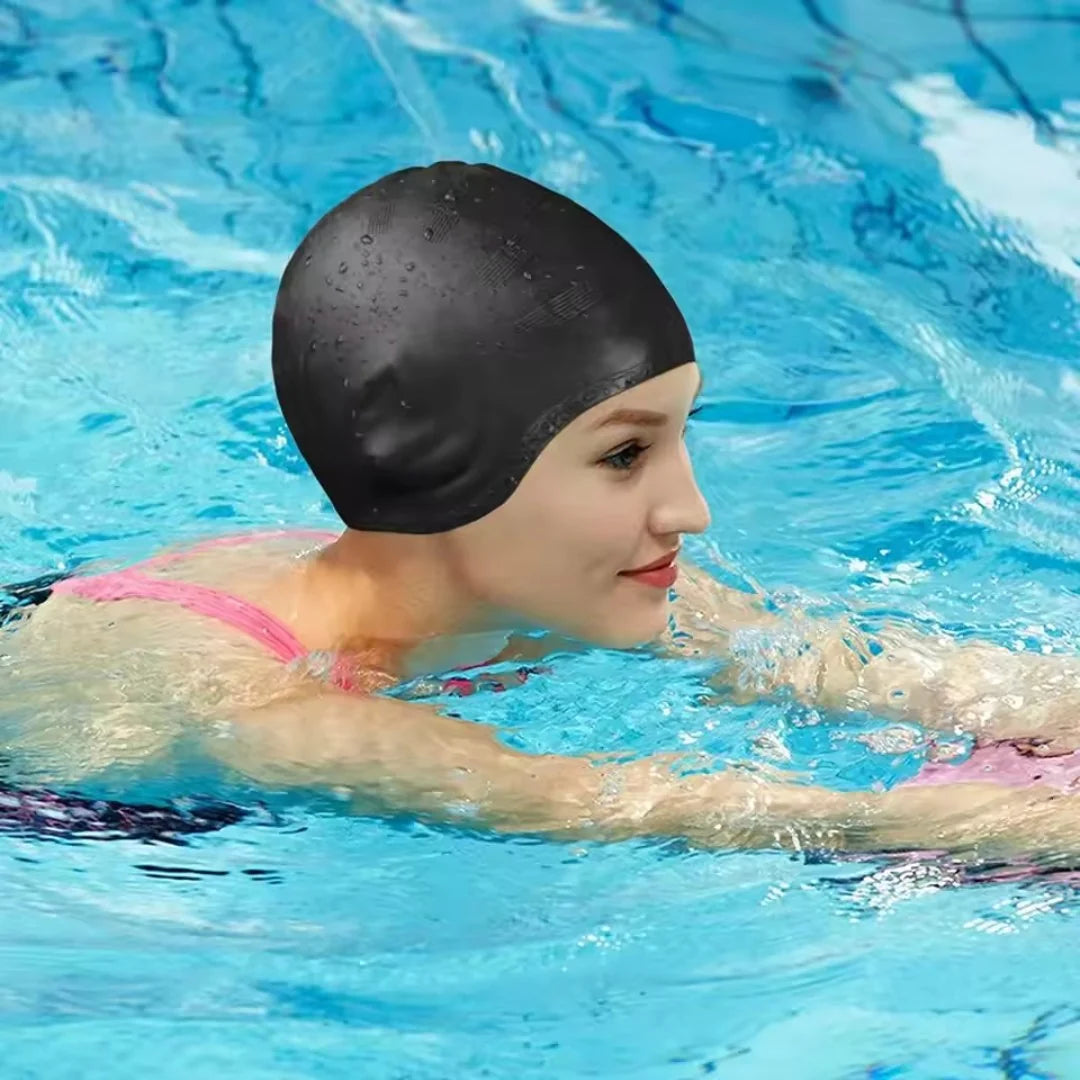 Swim Cap Silicone Ear Pockets Roomy Fit