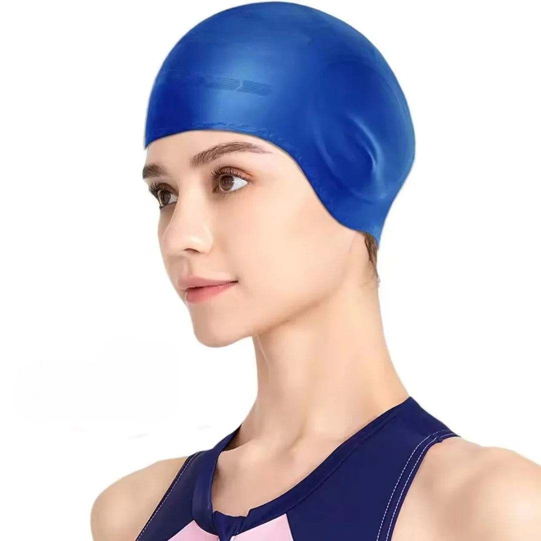 Swim Cap Silicone Ear Pockets Roomy Fit