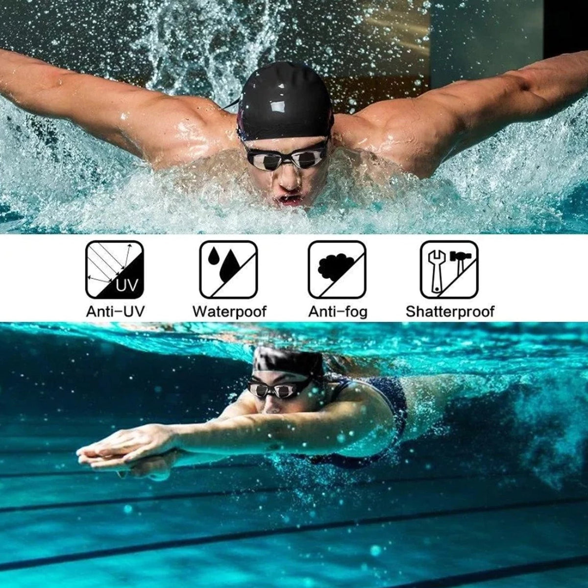 Swim Goggles 180° Panoramic Anti-Fog & UV Protection