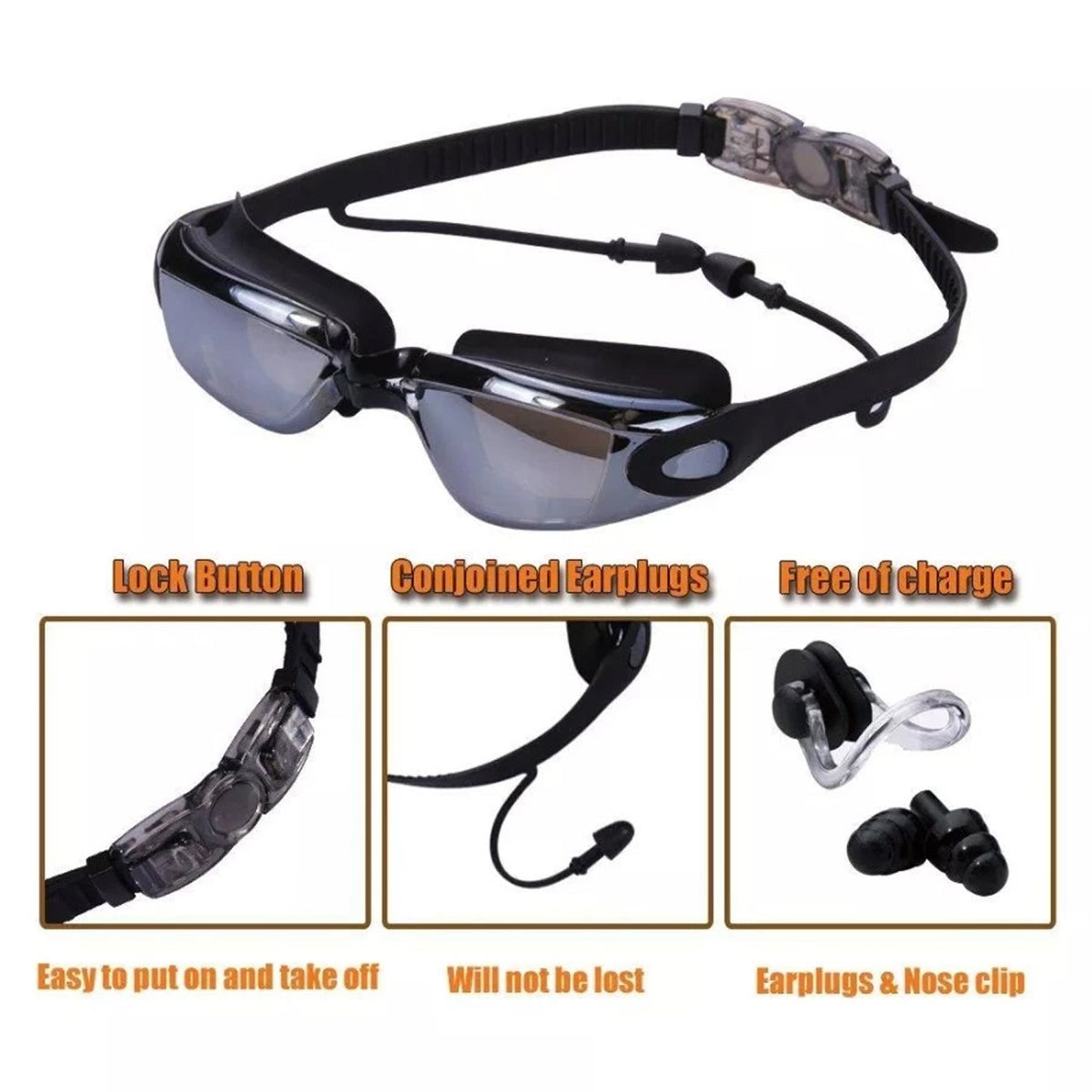 Swim Goggles 180° Panoramic Anti-Fog & UV Protection