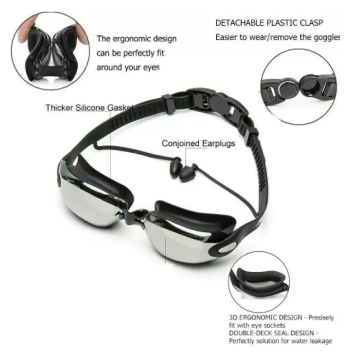 Swim Goggles 180° Panoramic Anti-Fog & UV Protection