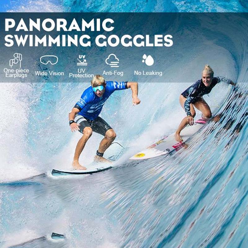 Swim Goggles Panoramic 180-Degree Anti-Fog Silicone Seal & Adjustable Strap