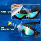 Swim Goggles Panoramic 180-Degree Anti-Fog Silicone Seal & Adjustable Strap