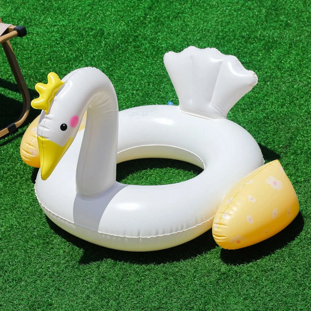 Swim Ring Inflatable Swan Durable PVC Lightweight
