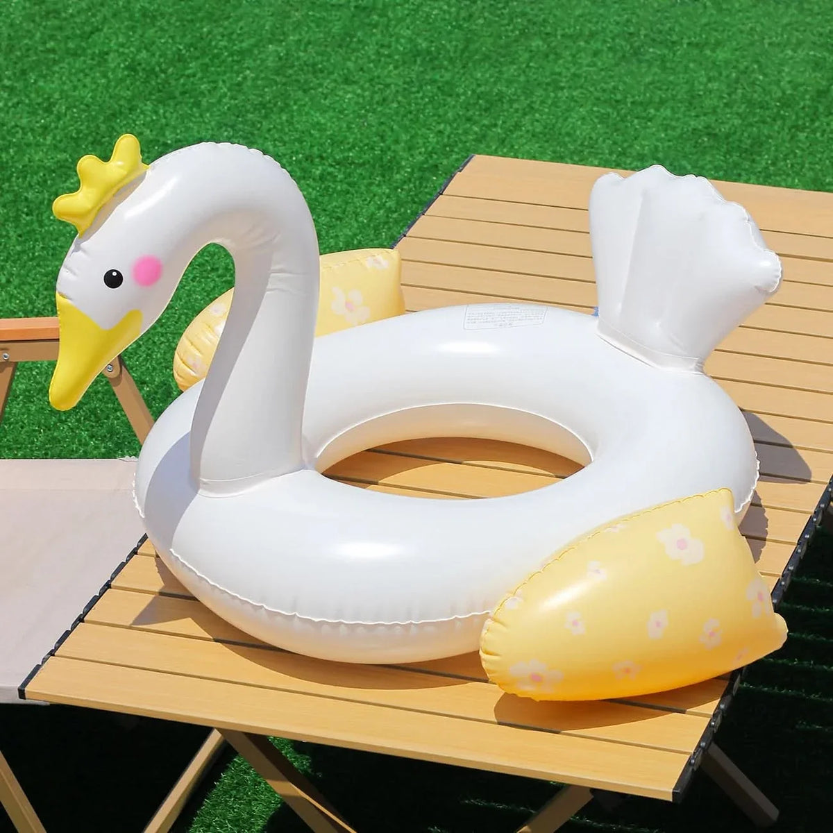Swim Ring Inflatable Swan Durable PVC Lightweight
