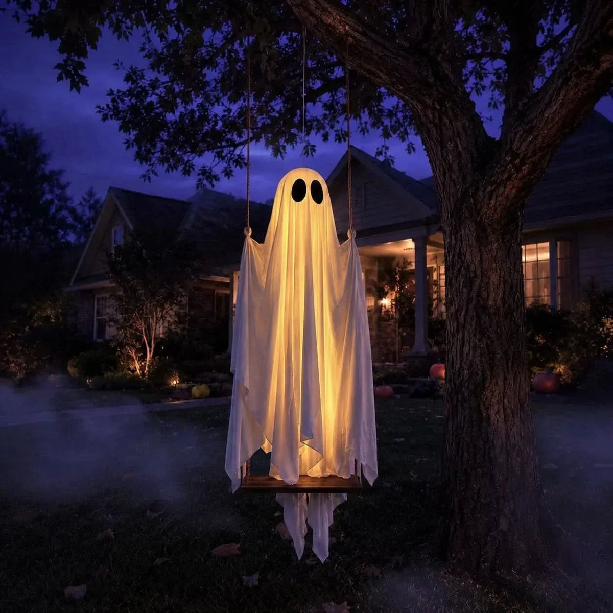 Swinging Ghost Light Wood Frame Remote-Controlled Multi-Mode LED