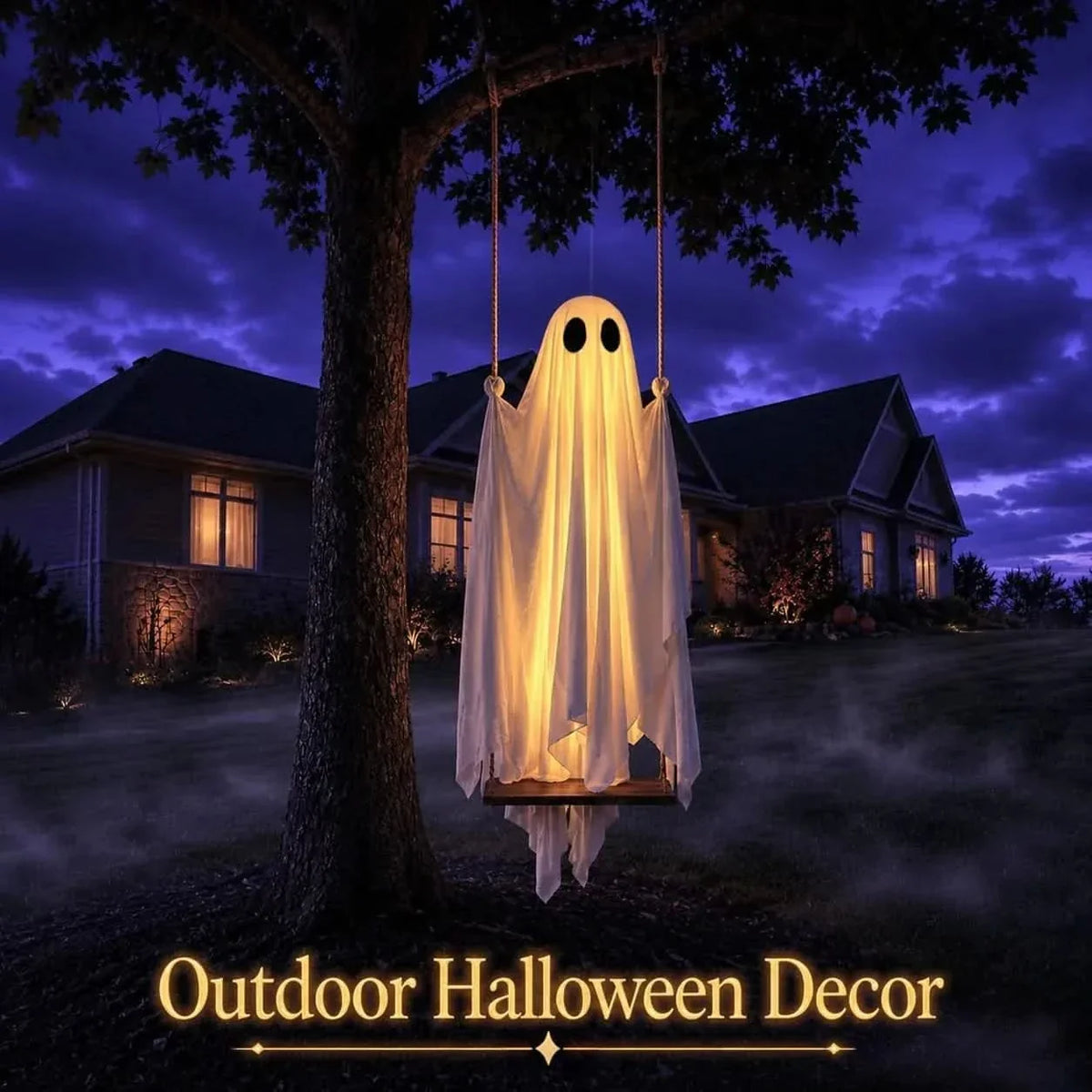 Swinging Ghost Light Wood Frame Remote-Controlled Multi-Mode LED