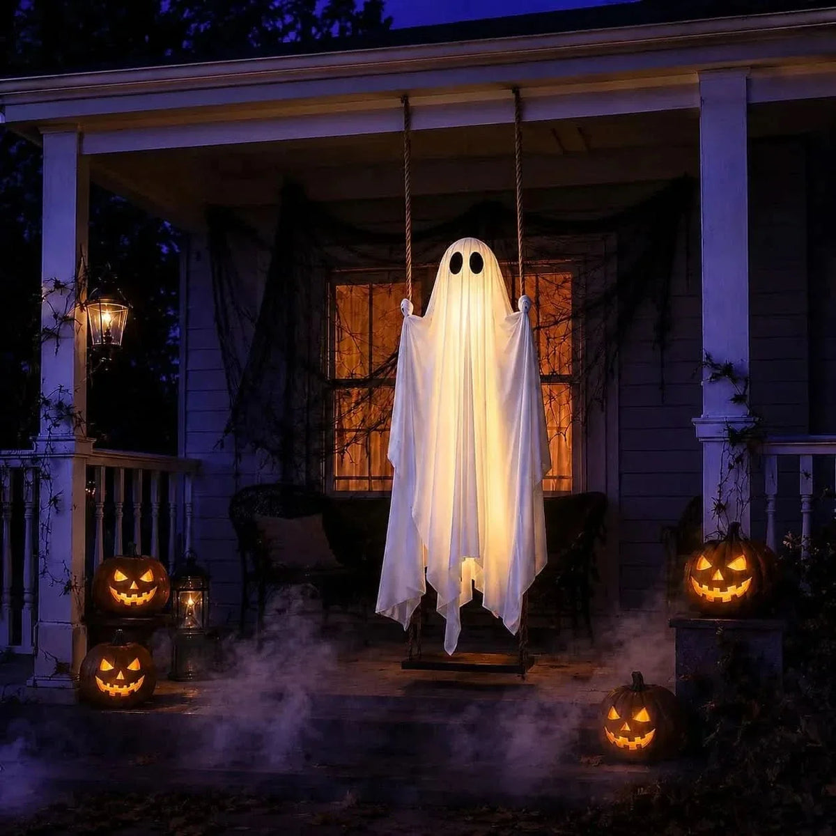 Swinging Ghost Light Wood Frame Remote-Controlled Multi-Mode LED