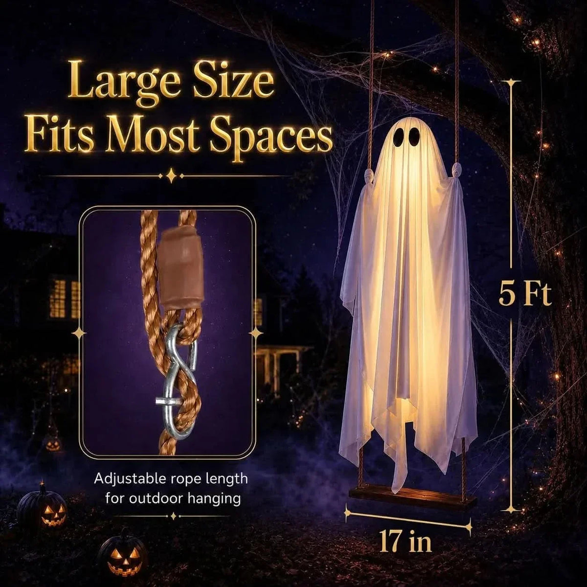 Swinging Ghost Light Wood Frame Remote-Controlled Multi-Mode LED