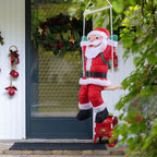 Swinging Santa Decoration Lightweight Fabric Indoor Outdoor Easy Hang
