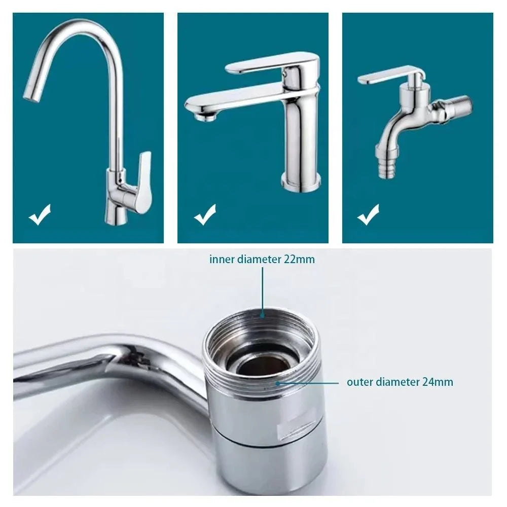 Swivel Faucet Extender 1080 Degree Dual Spray Universal Fit