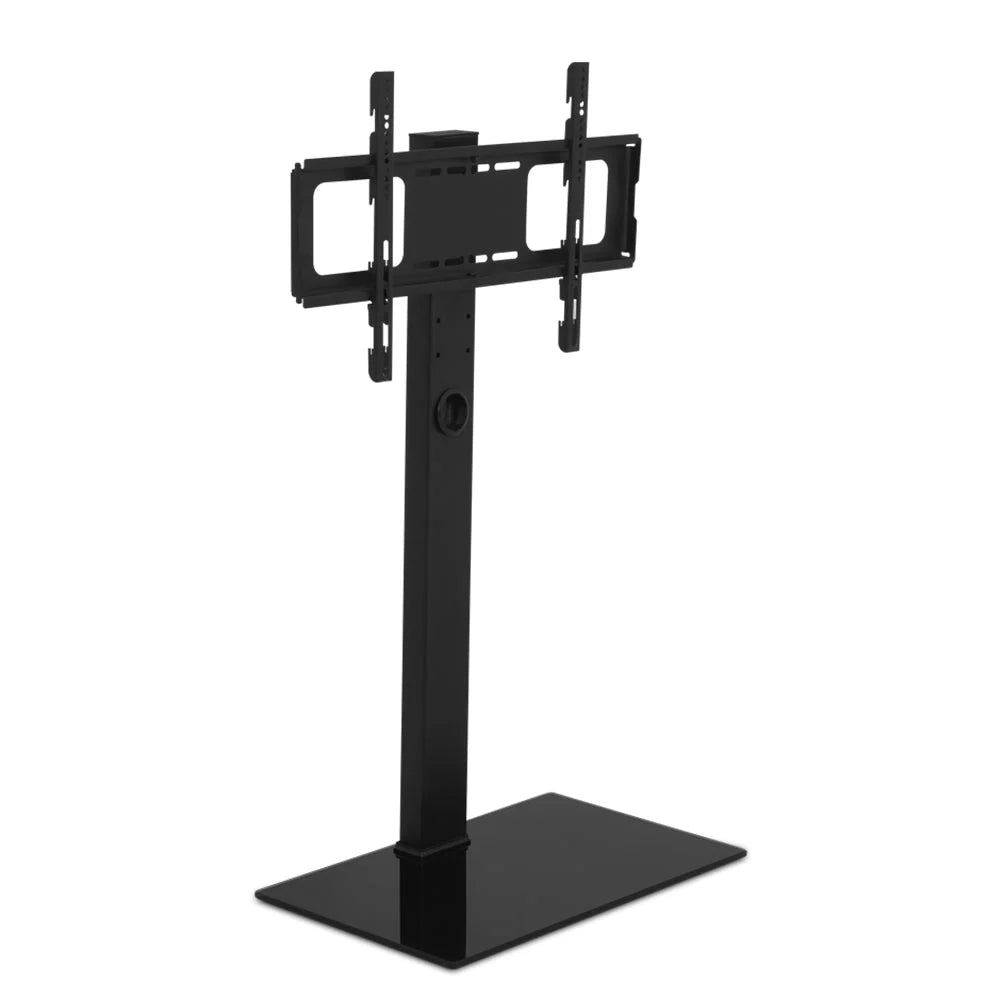 TV Floor Stand Adjustable Height Swivel Tempered Glass Shelf