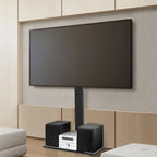 TV Floor Stand Adjustable Height Swivel Tempered Glass Shelf