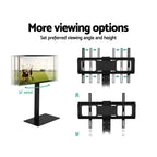 TV Floor Stand Adjustable Height Swivel Tempered Glass Shelf