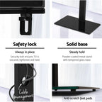 TV Floor Stand Adjustable Height Swivel Tempered Glass Shelf