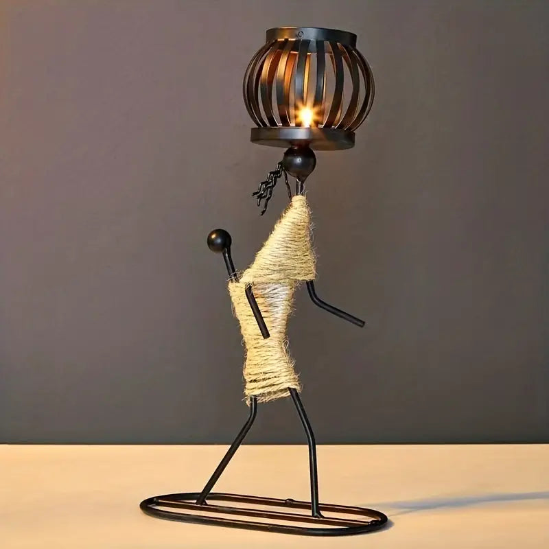 Table Candle Holder Handmade Metal Retro Sculptural