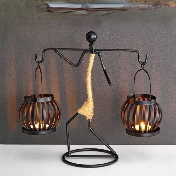 Table Candle Holder Handmade Metal Retro Sculptural