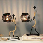 Table Candle Holder Handmade Metal Retro Sculptural