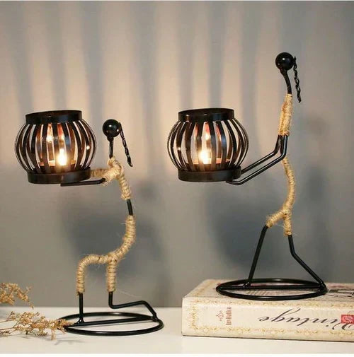 Table Candle Holder Handmade Metal Retro Sculptural