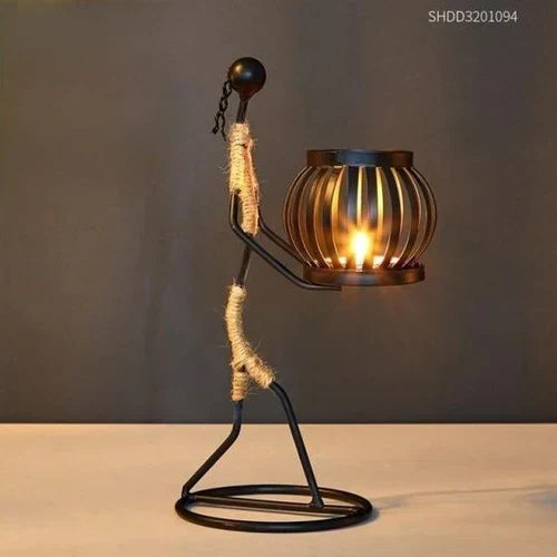 Table Candle Holder Handmade Metal Retro Sculptural