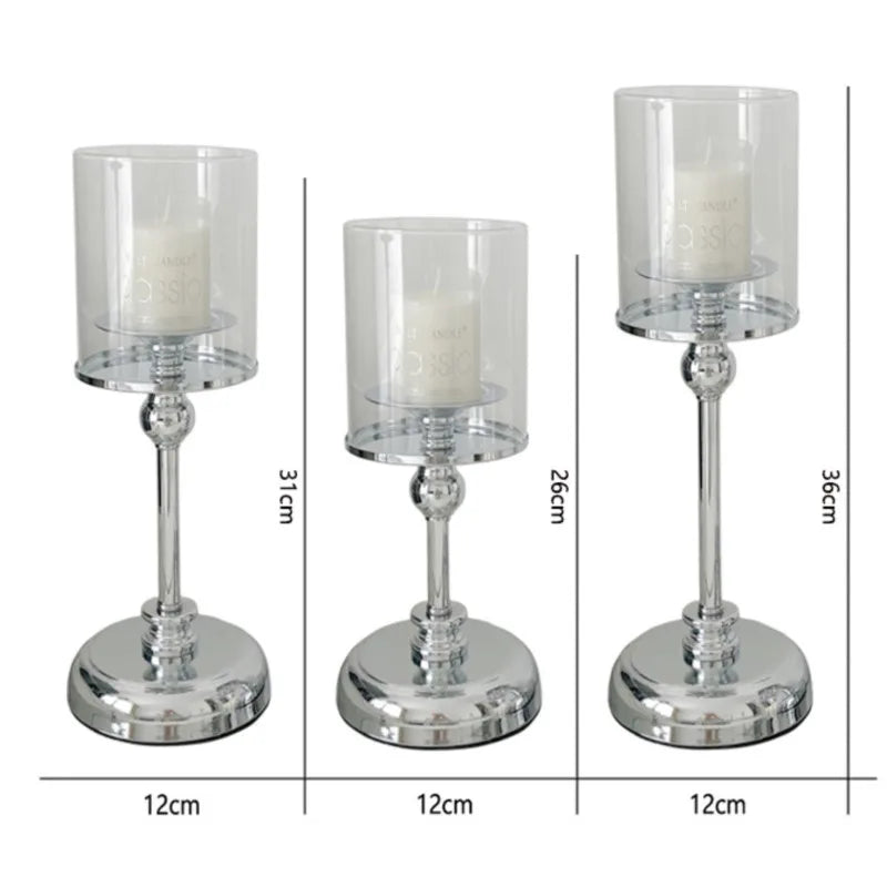 Table Candle Holder Scandinavian Metal Silver & Gold