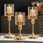 Table Candle Holder Scandinavian Metal Silver & Gold