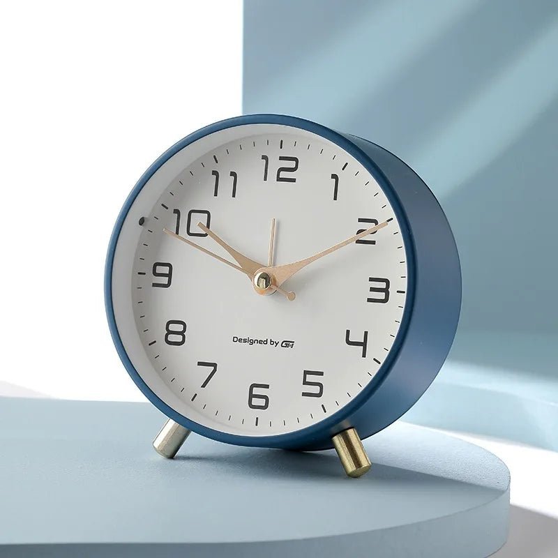 Table Clock Silent Sweep Metal & Glass