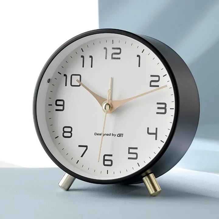 Table Clock Silent Sweep Metal & Glass
