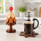 Table Coaster Set Wooden Foldable Christmas Tree