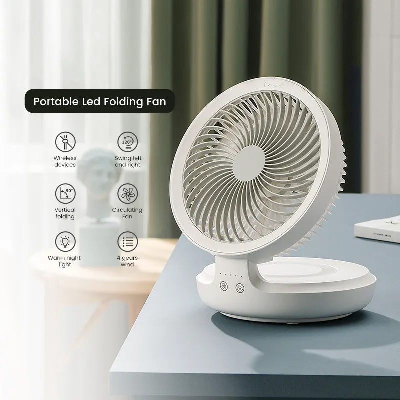 Table Fan Foldable & Oscillating USB Rechargeable