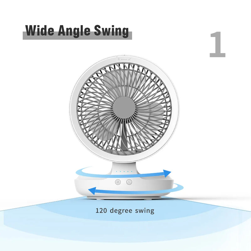 Table Fan Foldable & Oscillating USB Rechargeable